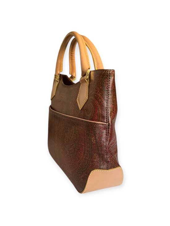Vintage ETRO Paisley Small Tote Bag | Leather Trim
